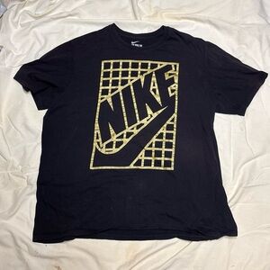 Nike Black Short Sleeve Tee with Gold Grid Logo